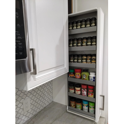  Drop-Down Left Facing Wide Body 6-Shelf Spice Rack/Storage System, Requires 4-3/4" Opening Width with Minimum Opening 37-1/2" Height x 11-1/2 Depth, Standard Installation, Maple