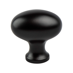 Berenson Valencia 1-3/16 Inch Diameter Matte Black Oval Cabinet Knob, Zinc Material, Transitional Style