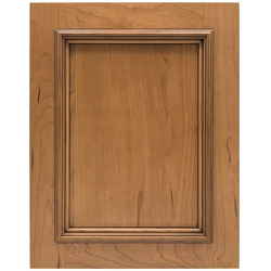 Cabinet Door Sample, Unfinished Cherry Square Solid Panel Applied Molding, 12 inch Width x 15 inch Height