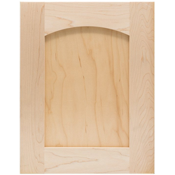Cabinet Door Sample, Clear Coat Maple Arched Veneer Panel, 12 inch Width x 15 inch Height