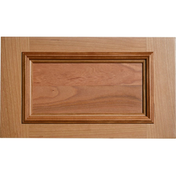 Drawer Front Sample, Unfinished Cherry Square Solid Panel Applied Molding, 15 inch Width x 7 inch Height