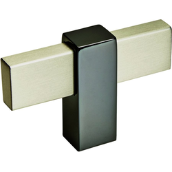 2-3/8 Inch Mulino Cabinet Knob, Silver Champagne/Black Nickel