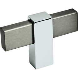 2-3/8 Inch Mulino Cabinet Knob, Black Brushed Nickel/Polished Chrome