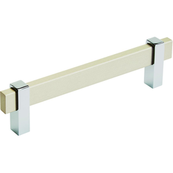 5-1/16 Inch Center-to-Center Mulino Cabinet Pull, Silver Champagne/Polished Chrome