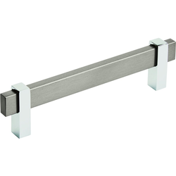 5-1/16 Inch Center-to-Center Mulino Cabinet Pull, Black Brushed Nickel/Polished Chrome