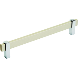 7-9/16 Inch Center-to-Center Mulino Cabinet Pull, Silver Champagne/Polished Chrome