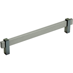 7-9/16 Inch Center-to-Center Mulino Cabinet Pull, Black Brushed Nickel/Black Nickel