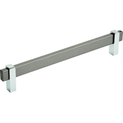 7-9/16 Inch Center-to-Center Mulino Cabinet Pull, Black Brushed Nickel/Polished Chrome