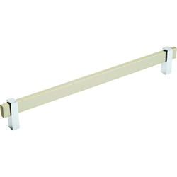 10-1/16 Inch Center-to-Center Mulino Cabinet Pull, Silver Champagne/Polished Chrome