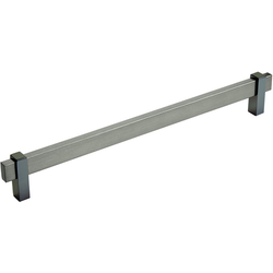 10-1/16 Inch Center-to-Center Mulino Cabinet Pull, Black Brushed Nickel/Black Nickel