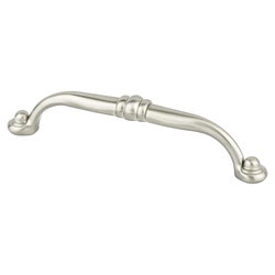 Berenson Andante Traditional 5-1/16 Inch Center to Center Brushed Nickel Cabinet Pull with Faux Screws and Buttons