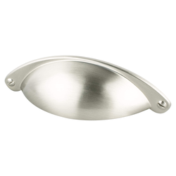 Berenson Andante Traditional 2-1/2 Inch Center to Center Brushed Nickel Cabinet Cup Pull with Faux Screws and Buttons