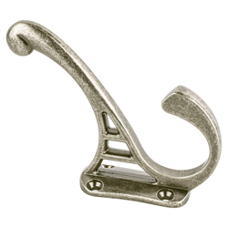 25% OFF Final Sale, Special Order, Berenson Prelude Collection Double Coat Hook, Traditional Style, Weathered Nickel Finish, Zinc Material, 4in. Length