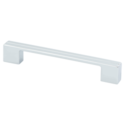 Berenson Skyline 6-5/16 Inch Center to Center Polished Chrome Cabinet Pull, Contemporary Style Zinc Material for Modern Interiors