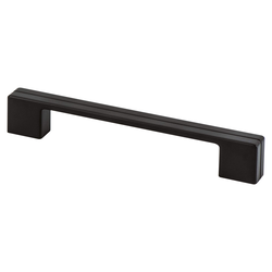 Berenson Skyline 6-5/16 Inch Center to Center Matte Black Cabinet Pull, Contemporary Zinc Material