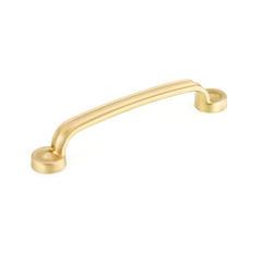 Arezzo 5-1/32 Inch Center to Center Traditional Cabinet Pull, Satin Brass