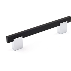 Madison 3-25/32 Inch Center to Center Contemporary Cabinet Pull, Matte Black, Chrome