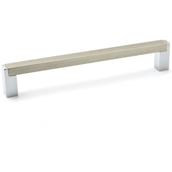 Laconia 6-5/16 Inch Center to Center Contemporary Cabinet Pull, Chrome, Brushed Nickel