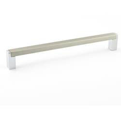 Laconia 7-9/16 Inch Center to Center Contemporary Cabinet Pull, Chrome, Brushed Nickel