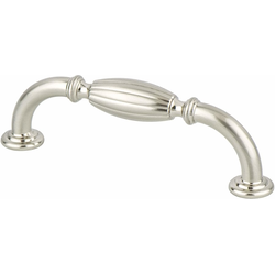 Berenson Advantage Plus 5, 3-3/4 Inch Center to Center Cabinet Pull, Traditional Style, Brushed Nickel Finish, Zinc Material