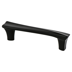 Berenson Fluidic 3-3/4 Inch Center to Center Matte Black Cabinet Pull, Zinc Material, Contemporary Style
