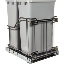 2 x 50 Quart Storage with Style Double Trashcan Pullout, Black Nickel with Gray Cans, Min. Cabinet Opening: 15 Inch Width