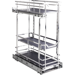  3-Tier Bottom Mounted Base Organizer for Minimum 9 Inch Opening Width, 24-1/16 Inch Height x 21-5/16 Inch Depth, Polished Chrome