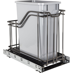 35 Quart Storage with Style Metal Single Trashcan, Black Nickel with Gray Cans, Min. Cabinet Opening: 12 Inch Width
