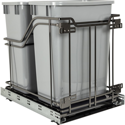 2 x 35 Quart Storage with Style Metal Double Trashcan, Black Nickel with Gray Cans, Min. Cabinet Opening: 15 Inch Width
