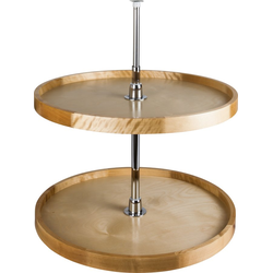 24 Inch Diameter Full Circle Wood Lazy Susan Set with Twist and Lock Pole, White Birch