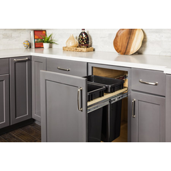 2 x 35 Quart Top Mount Soft-Close Double Trash Can Pullout Kit, White Trashcan, Min. Cabinet Opening: 15 Inch Width