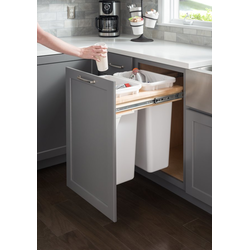 2 x 50 Quart Top Mount Soft-Close Double Trash Can Pullout Kit, Black Trashcan, Min. Cabinet Opening: 18 Inch Width