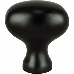 Berenson Transitional Advantage Three, 1-1/8 Inch Length Oval Knob in Matte Black, Zinc Material, Perfect for Cabinets