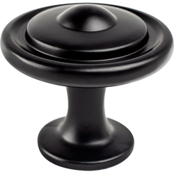 Berenson Traditional Advantage Three, 1-1/4 Inch Diameter Matte Black Button Knob, Zinc Material, Ideal for Cabinets, Rustic Touch