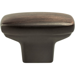 Berenson Transitional Advantage One Verona Bronze Rectangle Knob, 1-7/16 Inch Length, Zinc Material, Ideal for Modern Cabinets