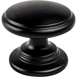 Berenson Traditional Advantage Two, 1-3/16 Inch Diameter Matte Black Tiered Knob, Perfect for Cabinets and Furniture, Made of Durable Zinc Material