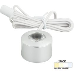  Task Round Surface or Recess Mount Mini LED Puck/Spot Light with Lead, 7/8 Inch Height x 1-3/16 Inch Diameter, 12V/3W, 3000K Warm White, Aluminum 