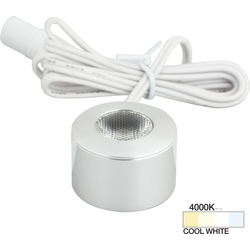  Task Round Surface or Recess Mount Mini LED Puck/Spot Light with Lead, 7/8 Inch Height x 1-3/16 Inch Diameter, 12V/3W, 4000 Cool White, Aluminum 