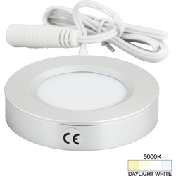  Task Surface and Recessed Mount LED Puck/Spot Light with Lead, 3/8 Inch Height x 2-3/4 Inch Diameter, 12V/3W, 5000K Daylight White, Brushed Aluminum