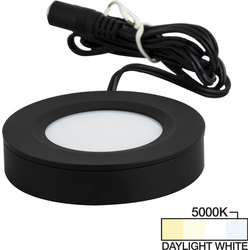  Task Surface and Recessed Mount LED Puck/Spot Light with Lead, 3/8 Inch Height x 2-3/4 Inch Diameter, 12V/3W, 5000K Daylight White, Black