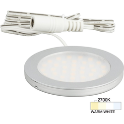  Task Surface Mount Ultra-Thin LED Puck/Spot Light with Lead, 1/4 Inch Height x 2-5/8 Inch Diameter, 12V/3W, 2700K Warm White, Satin Nickel