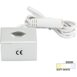  Task Square Surface or Recess Mount LED Mini Puck/Spot Light with Lead, 7/8 Inch Height x 1-1/4 x 1-1/4 Inch, 12V/3W, 3000 Warm White, Aluminum