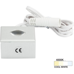  Task Square Surface or Recess Mount LED Mini Puck/Spot Light with Lead, 7/8 Inch Height x 1-1/4 x 1-1/4 Inch, 12V/3W, 4000 Cool White, Aluminum 