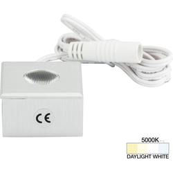  Task Square Surface or Recess Mount LED Mini Puck/Spot Light with Lead, 7/8 Inch Height x 1-1/4 x 1-1/4 Inch, 12V/3W, 5000 Cool White, Aluminum