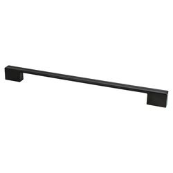 Berenson Skyline 12-5/8 Inch Center to Center Matte Black Cabinet Pull, Zinc Material, Contemporary Style for Modern Interiors