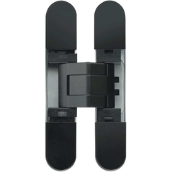 PMI 3-Way Adjustable Invisible Hinge, For 3/4” Door Thickness, Screw Covers Included, 5/8 Inch Width x 3 Inch Length x 9/16 Inch Height, Black