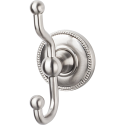 5 Inch Length Edwardian Double Robe Hook with Beaded Backplate, Nickel