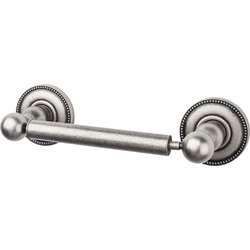 9-3/8 Inch Length Edwardian Toilet Paper Holder with Beaded Backplate, Pewter