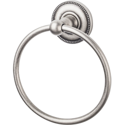 6-1/8 Inch Diameter Edwardian Towel Ring with Beaded Backplate, Antique Pewter