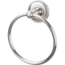 6-1/8 Inch Diameter Edwardian Towel Ring with Beaded Backplate, Brushed Satin Nickel